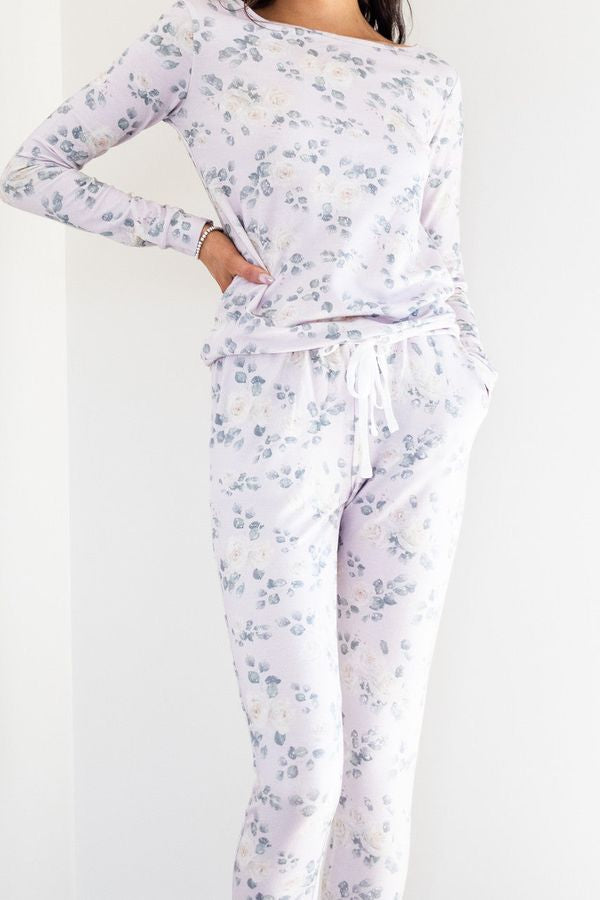 Wildest Dreams Sleep Set White Rose Print