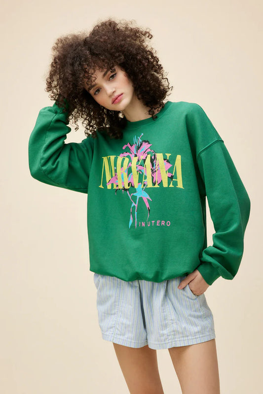 Nirvana Lillies Boyfriend Crewneck Sweater