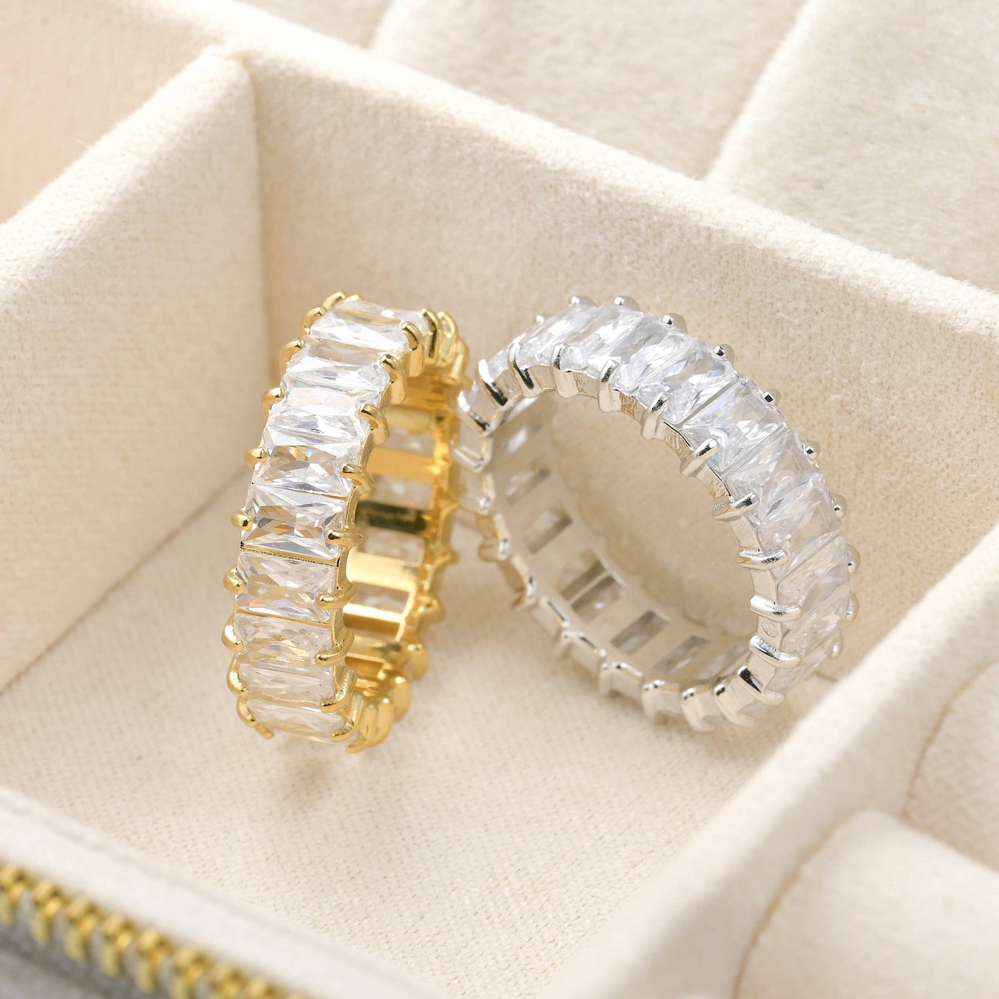 Baguette Diamond Ring - Wide Baguette-cut CZ Ring