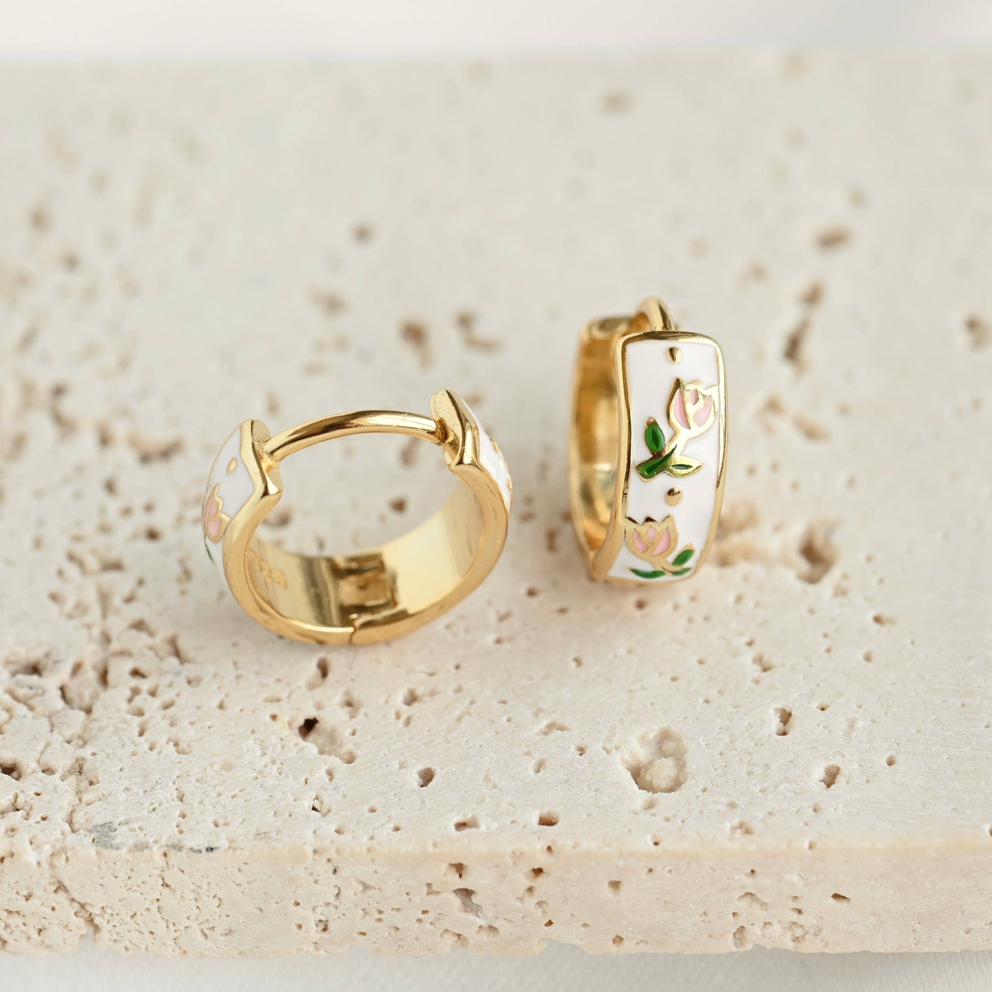 Gold Flower Hoop Earrings-Vintage Style Silver Hoops