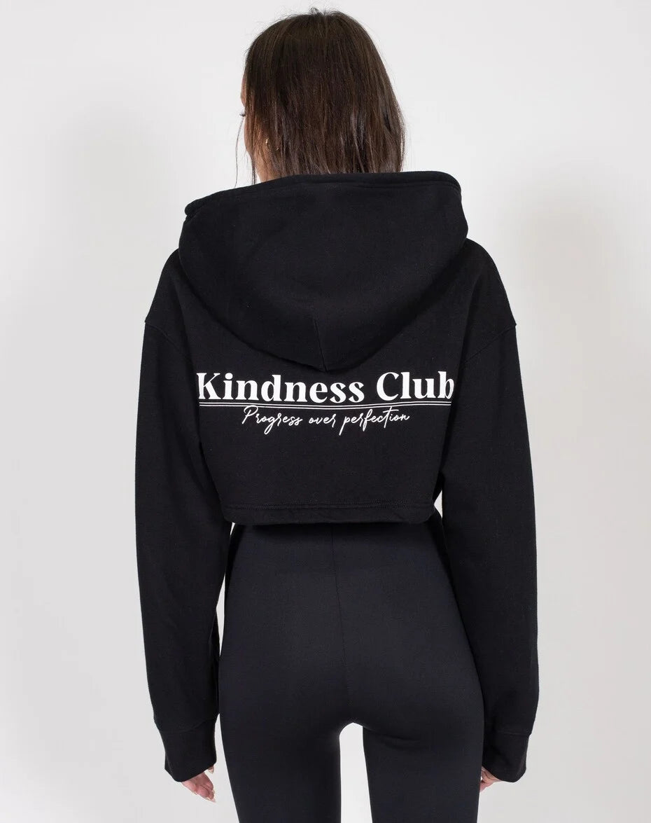 Brunette The Label Kindness Club Full Zip Super Crop Hoodie