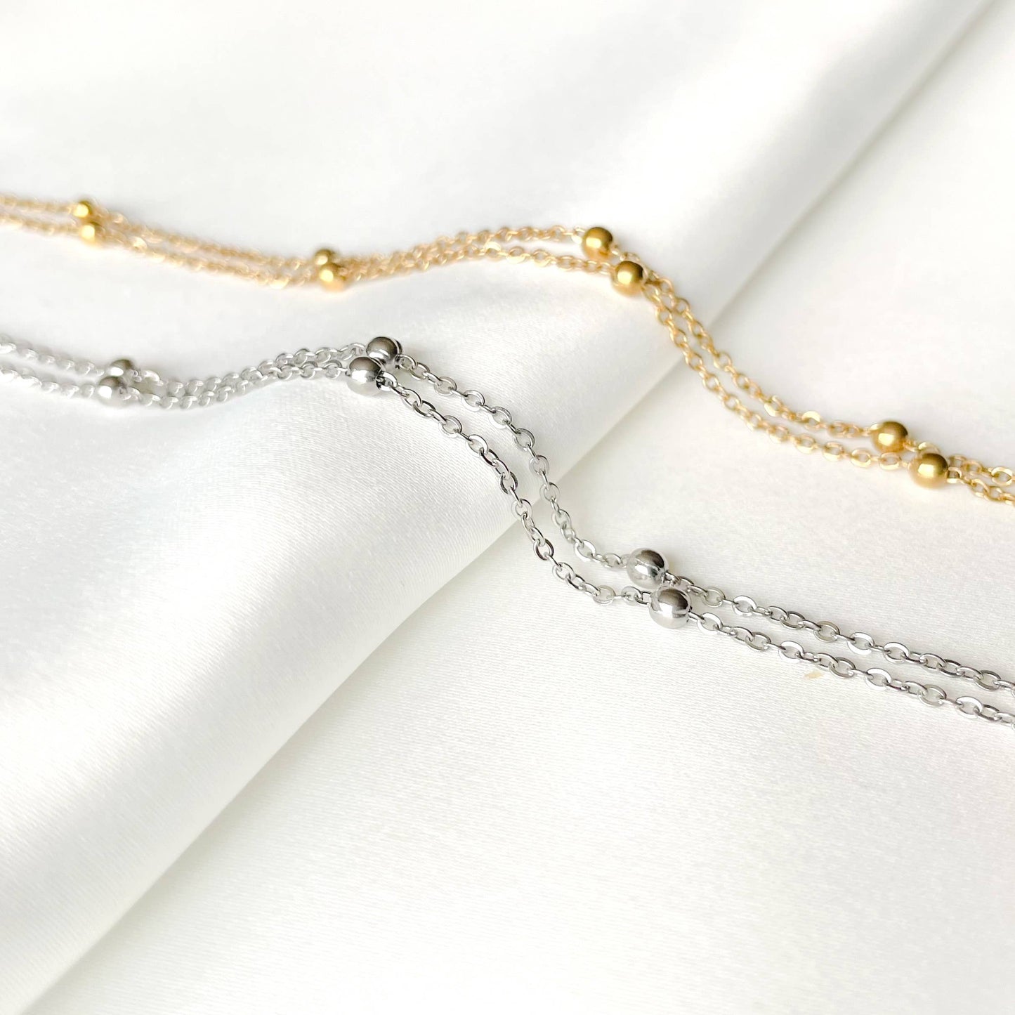 Satellite Chain Necklace - Tarnish-Free Beaded Gold Chain