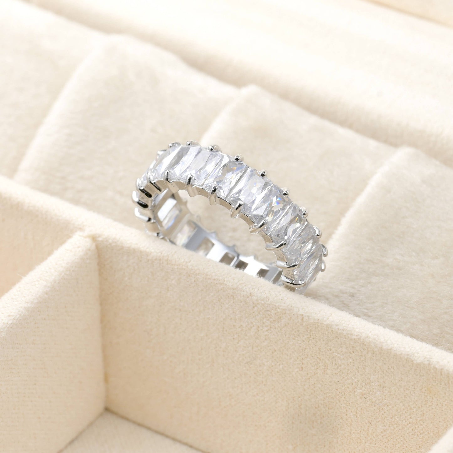 Baguette Diamond Ring - Wide Baguette-cut CZ Ring