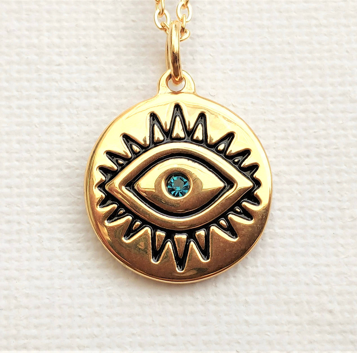 Hand Eye Coin Gold Evil Eye Coin Necklace - Vintage Style Eye Pendant – Noble Rise