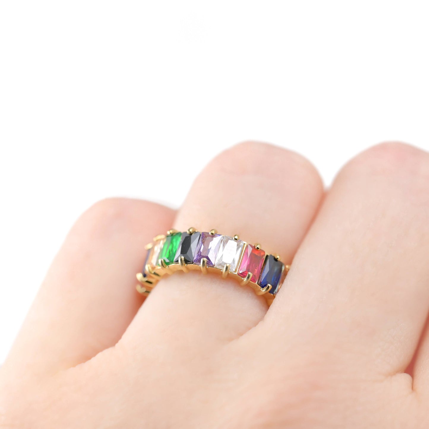 Baguette Diamond Ring - Wide Baguette-cut CZ Ring