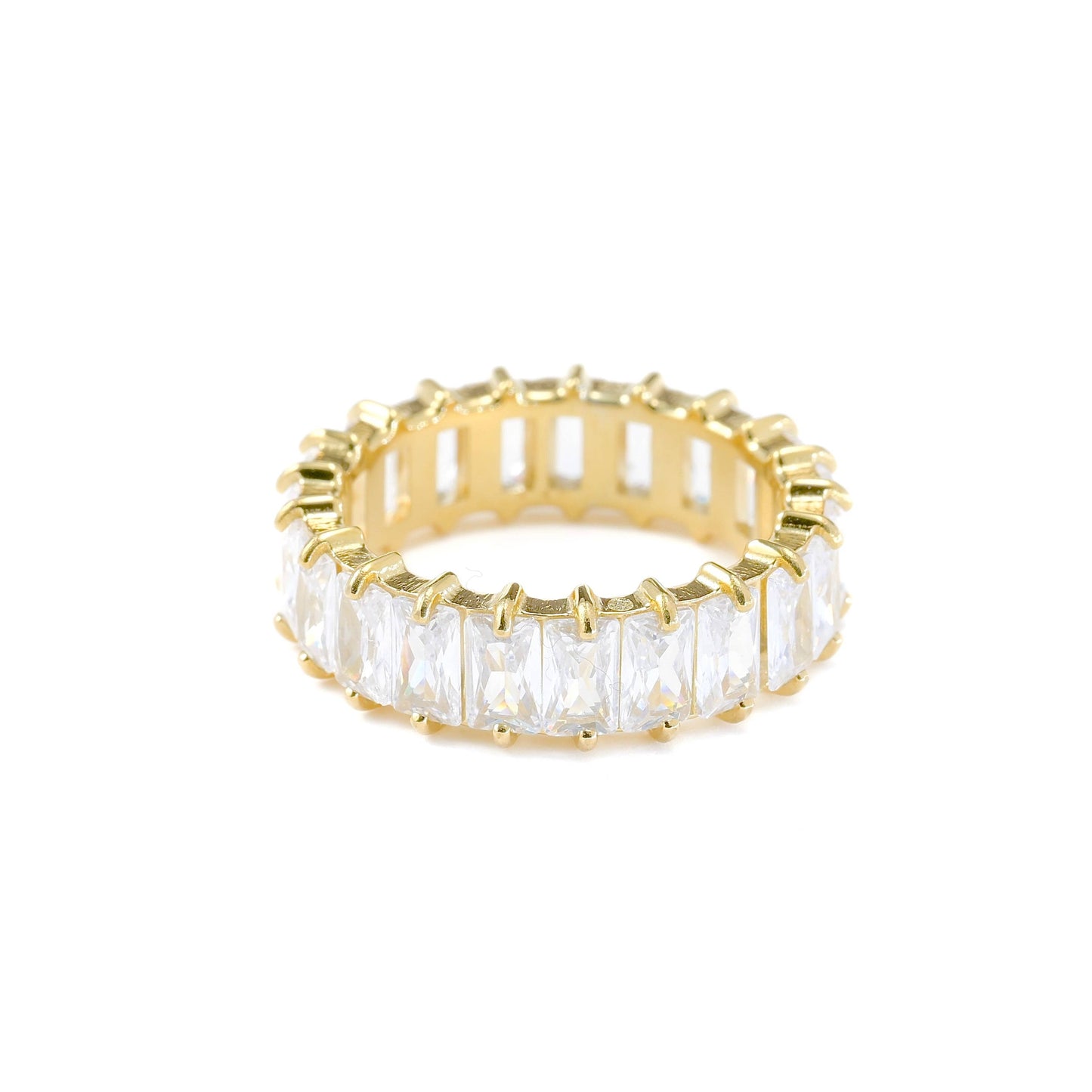 Baguette Diamond Ring - Wide Baguette-cut CZ Ring