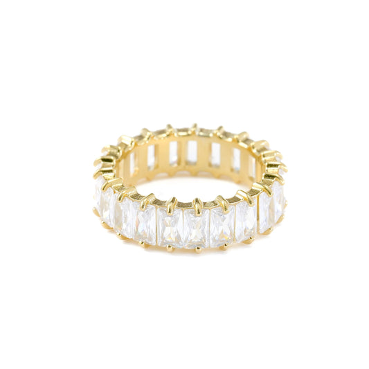 Baguette Diamond Ring - Wide Baguette-cut CZ Ring