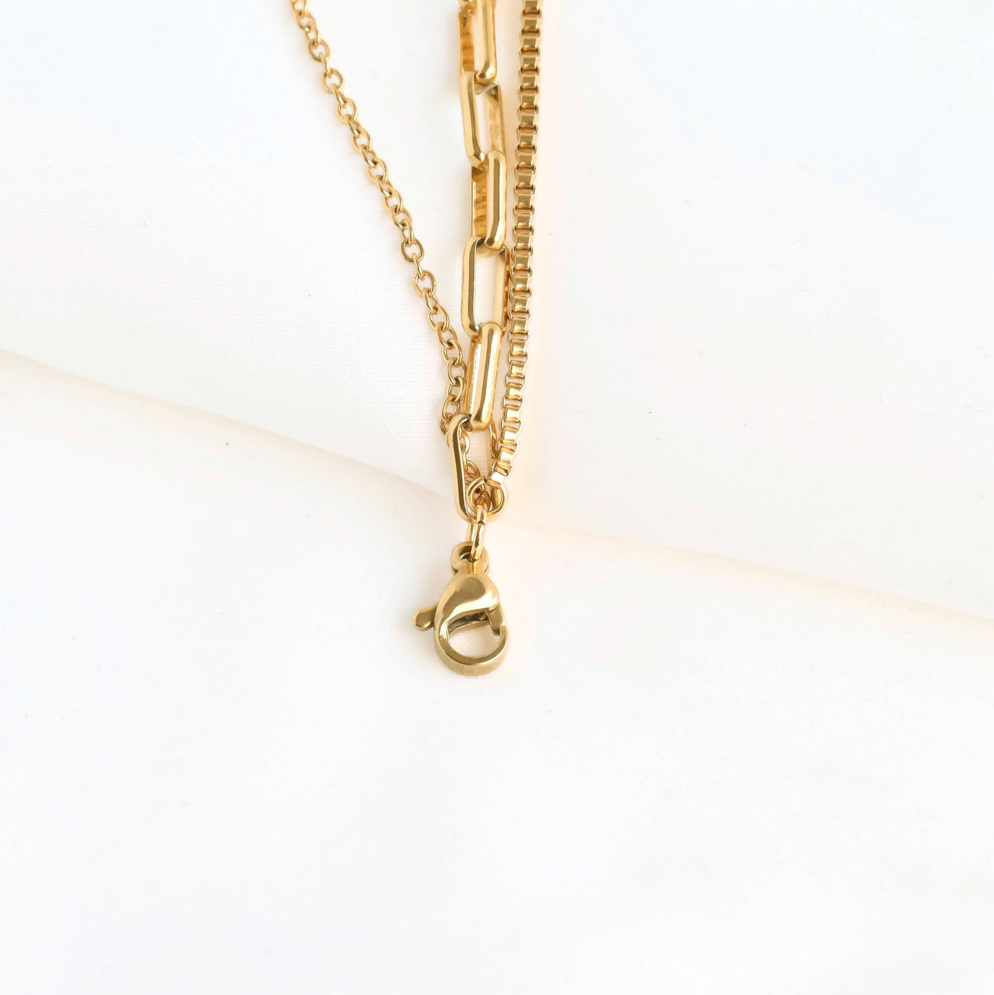 Waterproof Layered Necklace - Triple Strand Chain Necklace