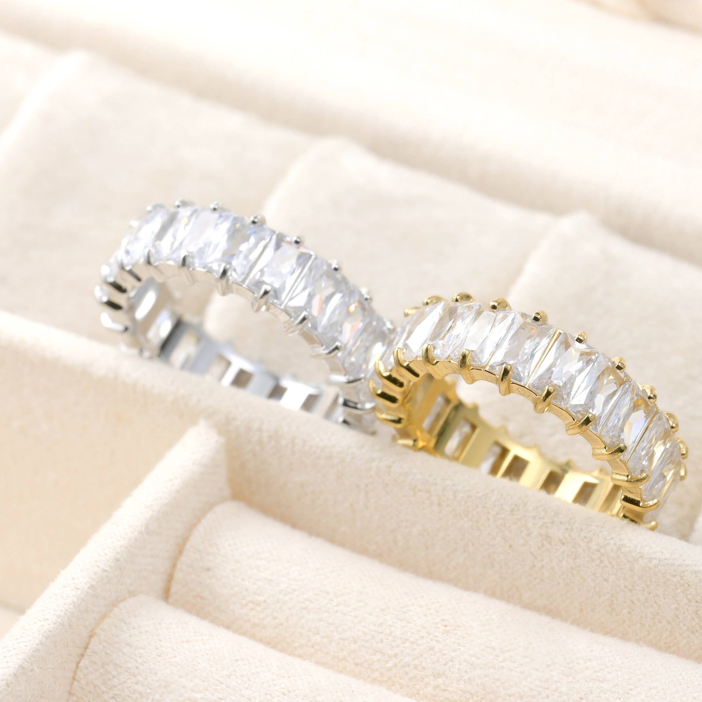 Baguette Diamond Ring - Wide Baguette-cut CZ Ring