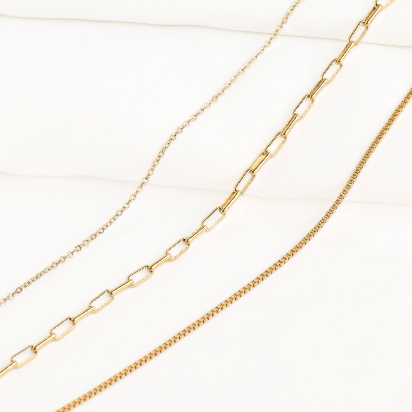 Waterproof Layered Necklace - Triple Strand Chain Necklace