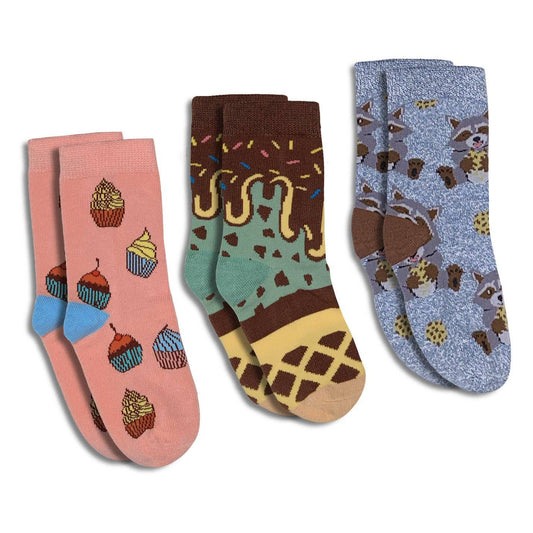 Cupcakes, Ice Cream and Cookies Kids Socks / 3-Pack