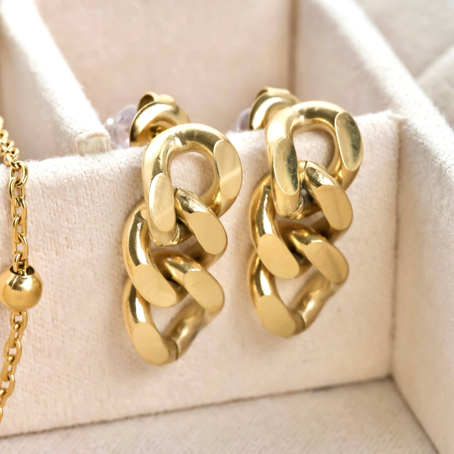 Curb Link Earrings - Waterproof Cuban Chain Earrings