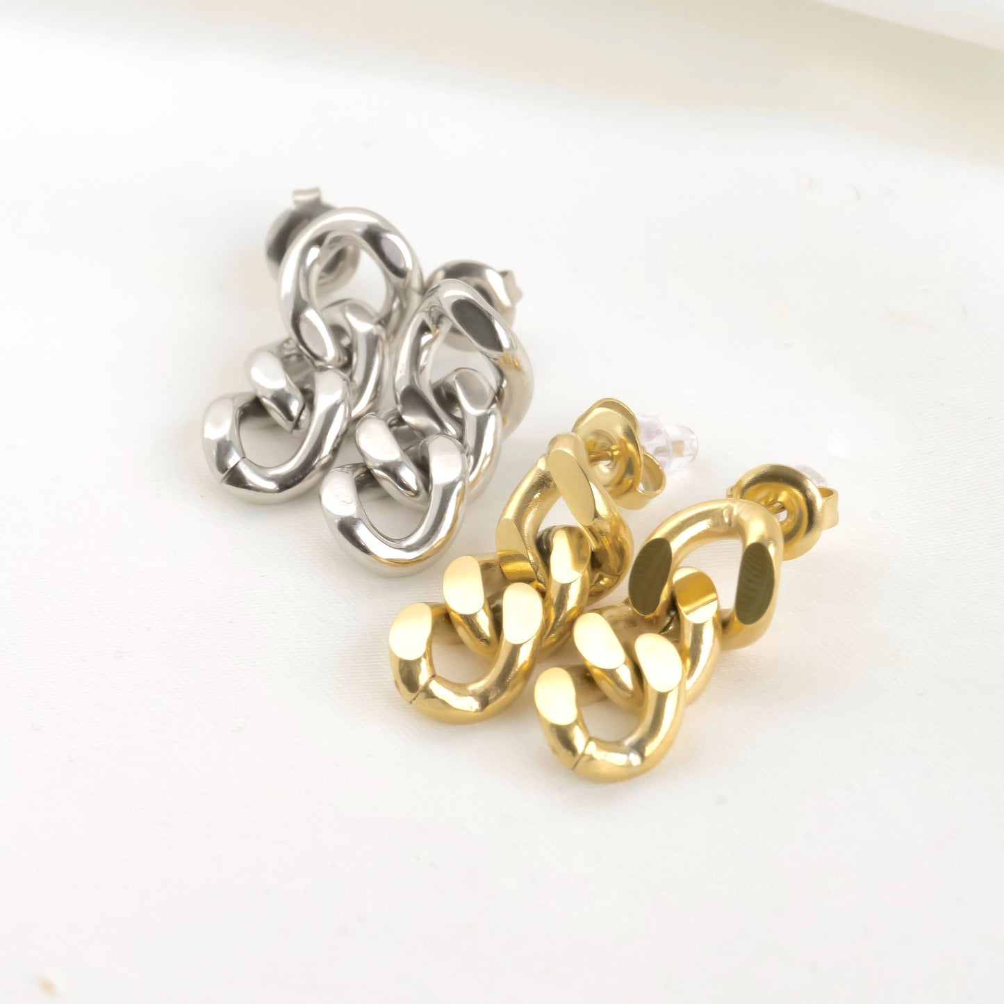 Curb Link Earrings - Waterproof Cuban Chain Earrings